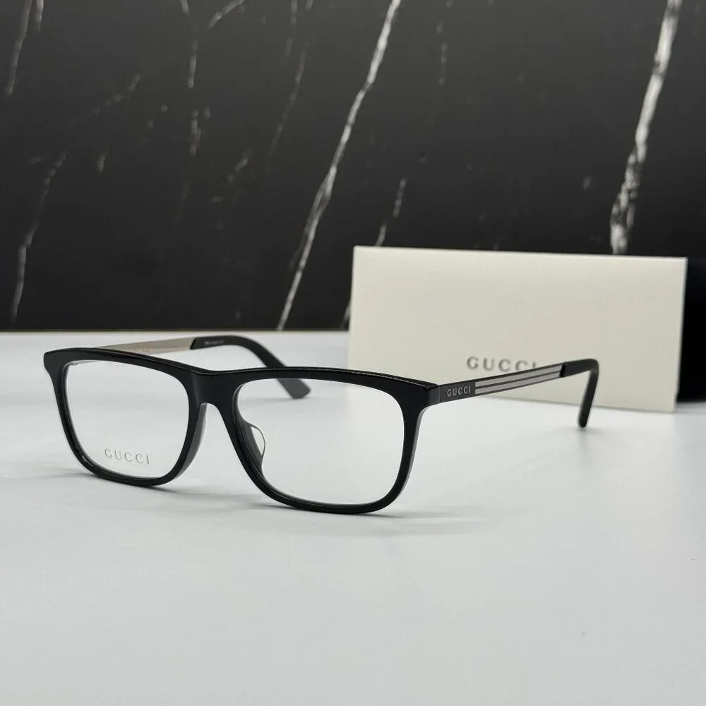 NEW GUCCI GG0696OA 001 GUCCI BLACK SQUARE EYEGLASSES GUCCI